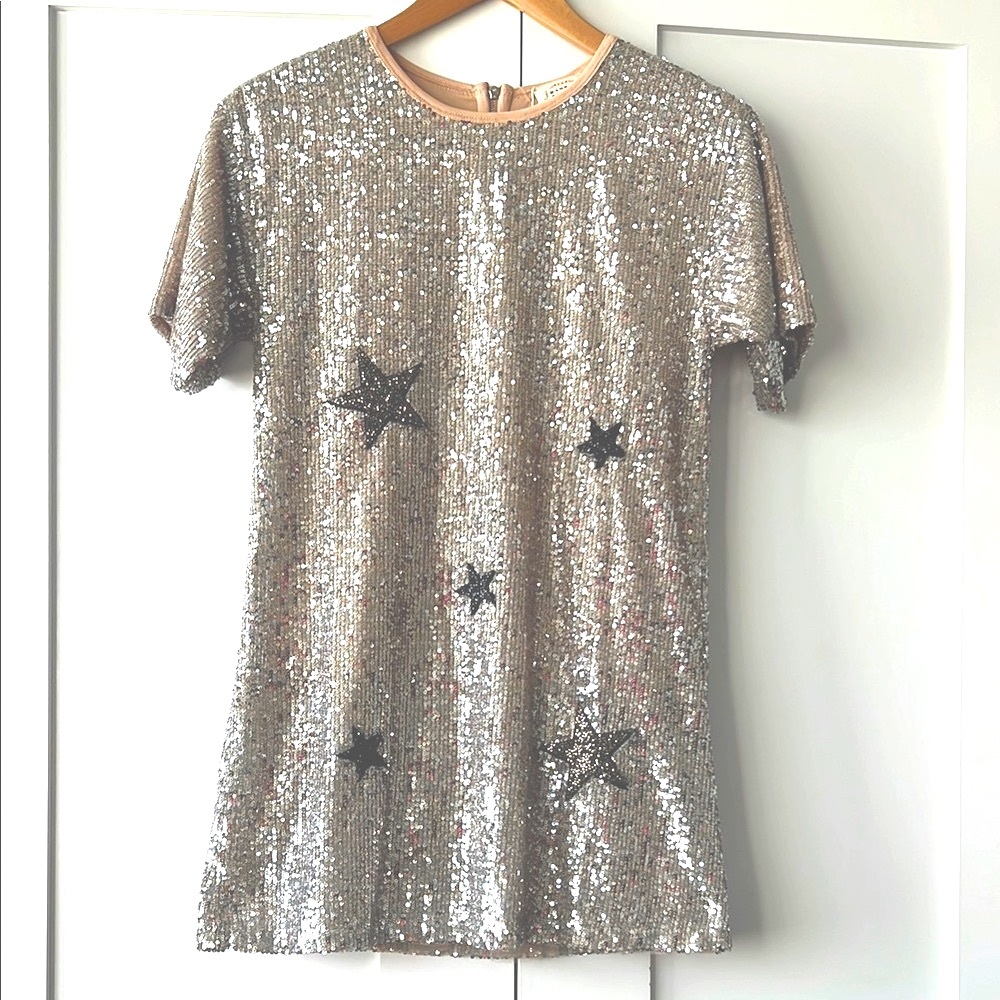 Hannah Banana Silver Sequin Star Dress
